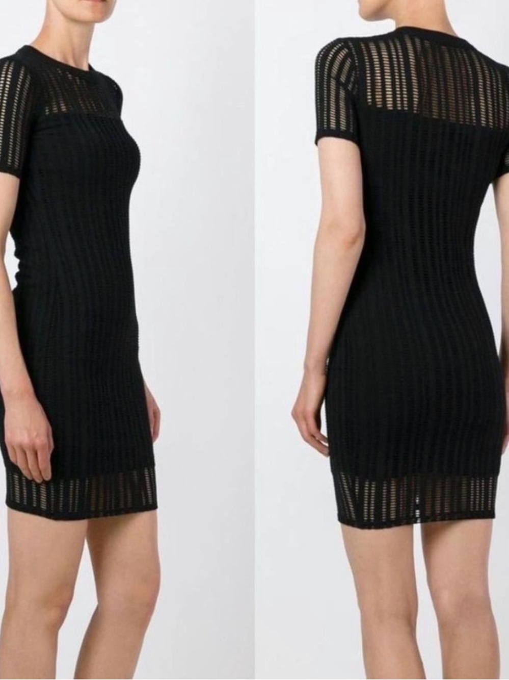 T by Alexander Wang Black Cutout Mini T-Shirt Dress Stretch  Black Size Medium